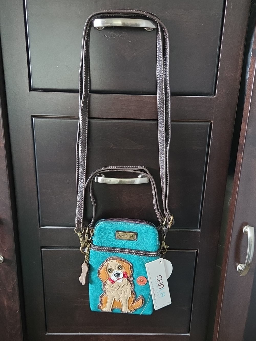 Chala Teal Crossbody Bag with Dog Patch